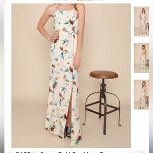 Stone cold fox Rare moss floral gown Sz 2 or US 4/6 backless silk maxi dress